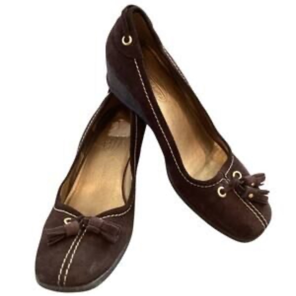 Talbots Brown Suede Wedges with Tassel Detail  Size 8.5
